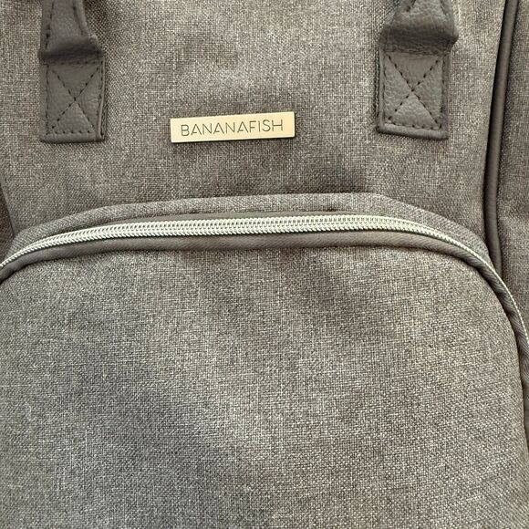 Banana Fish Midi Backpack Diaper Bag Gray Insulated Bottle Holder Changing Pad - Picture 2 of 7